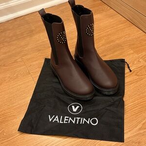 Valentino Dark Brown Leather Ankle Boots